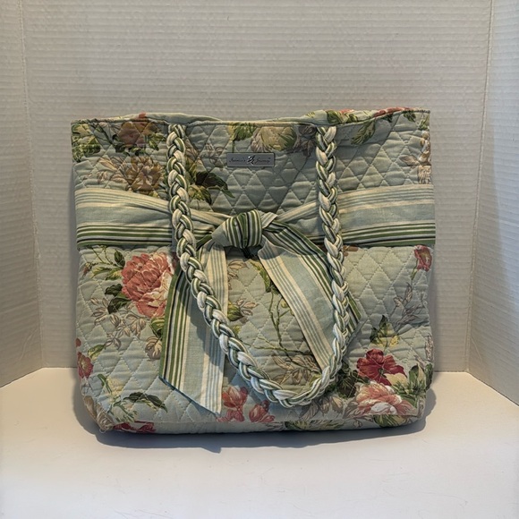Isabella’s Journey Handbags - Isabella’s Journey Tea Rose Tote with Ribbon Floral Print